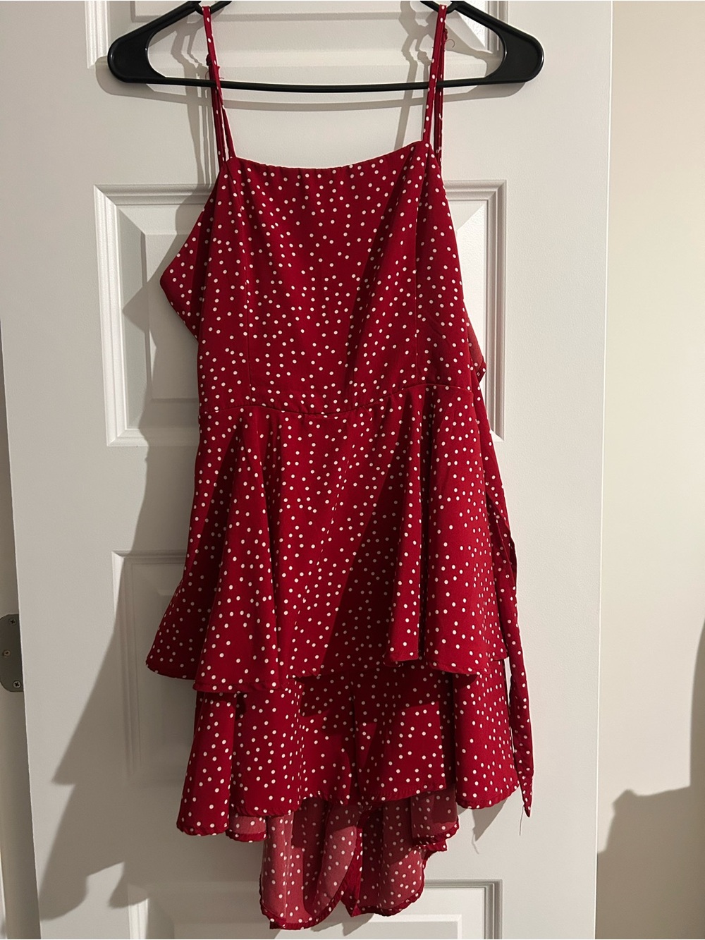 Red Polka Dot Ruffle Romper – Women's